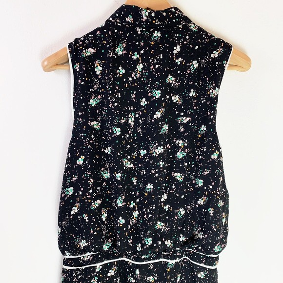 Isabel Lu Womens Black Floral Romper Jumper Size Medium Sleeveless Button Front - Picture 9 of 10